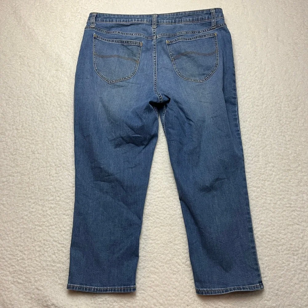 Lee Riders Capri Jeans Womens 14‎ Blue Midrise Capri Stretch Denim Cropped Pants